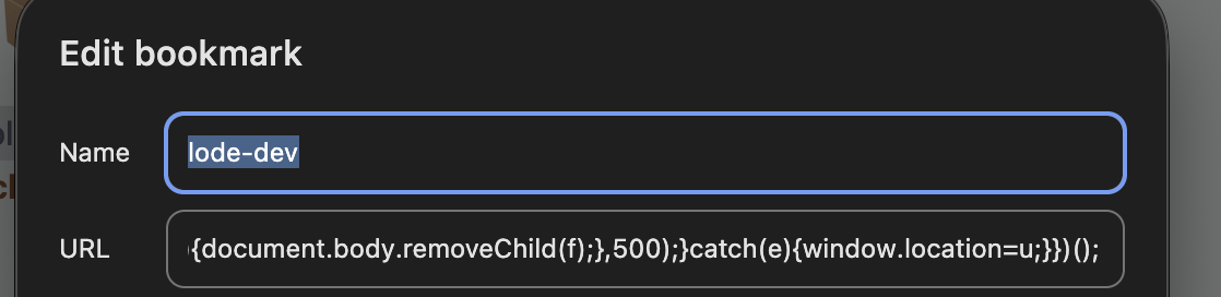 Bookmarklet settings