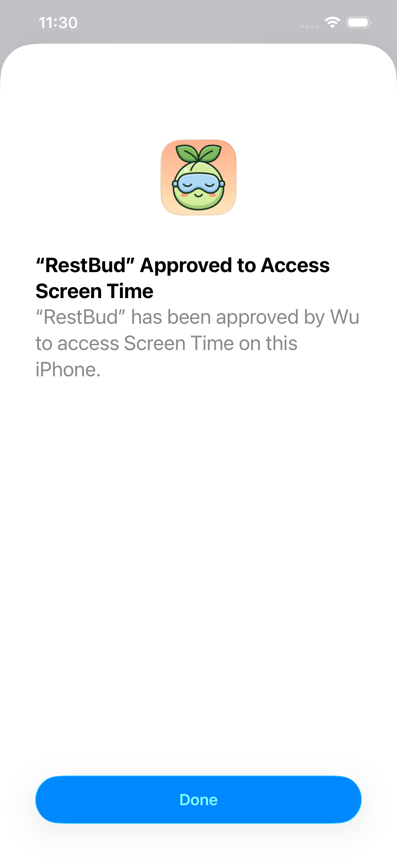 螢幕使用時間授權完成 Screen Time approved