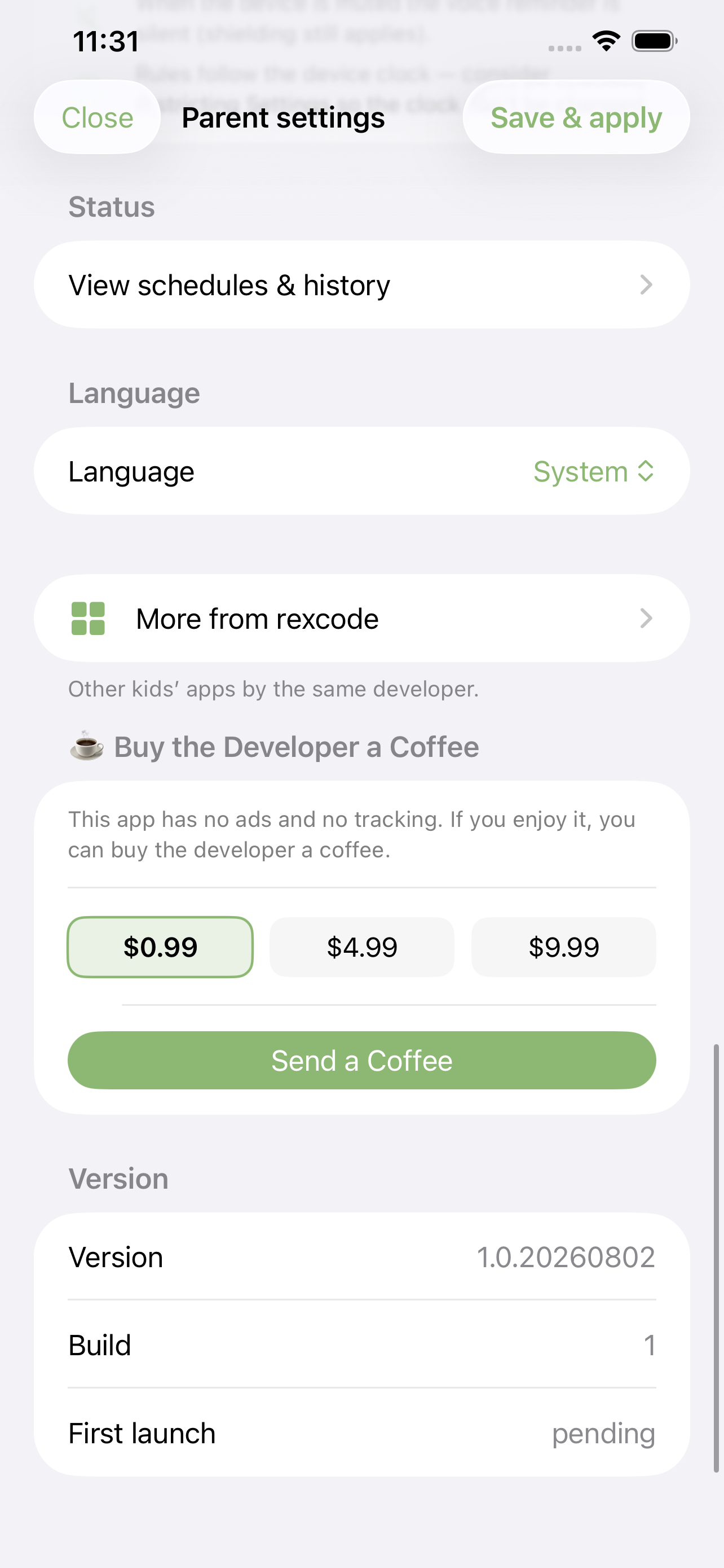 語言設定與自由讚助 Language settings and tip jar